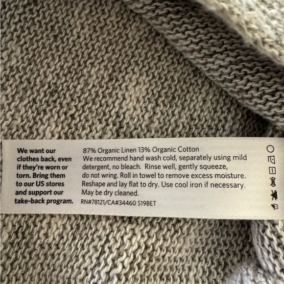 Eileen Fisher Long-sleeve High Low Linen-Blend Melange Sweater In Moon, Size XS - Picture 11 of 13